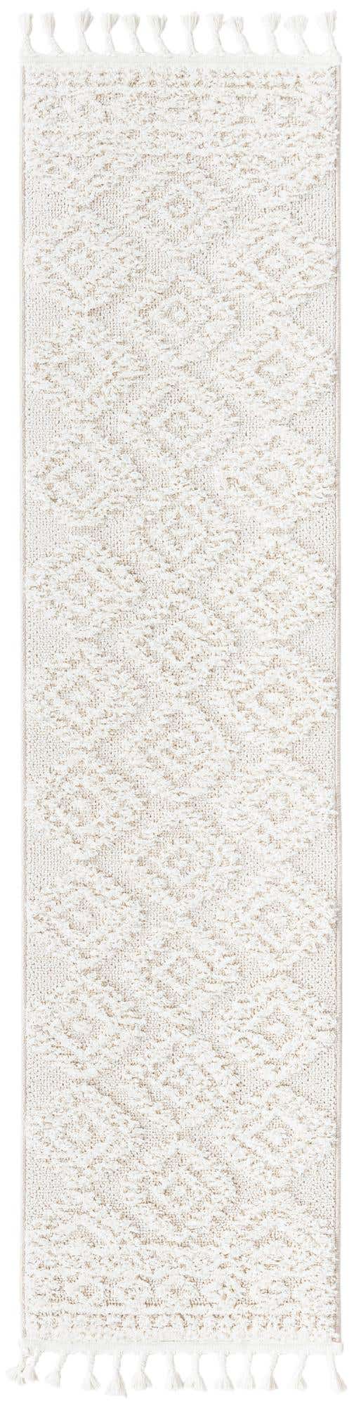 Ivory 2' x 6' 1 Boho Runner Area Rug 100% Polyester With Cotton Backing Geometric Modern Boho Bohemian Decor Carpet for Living Rooms Office Dining Kitchen Unique Interior Design for Sale at Rug Engine