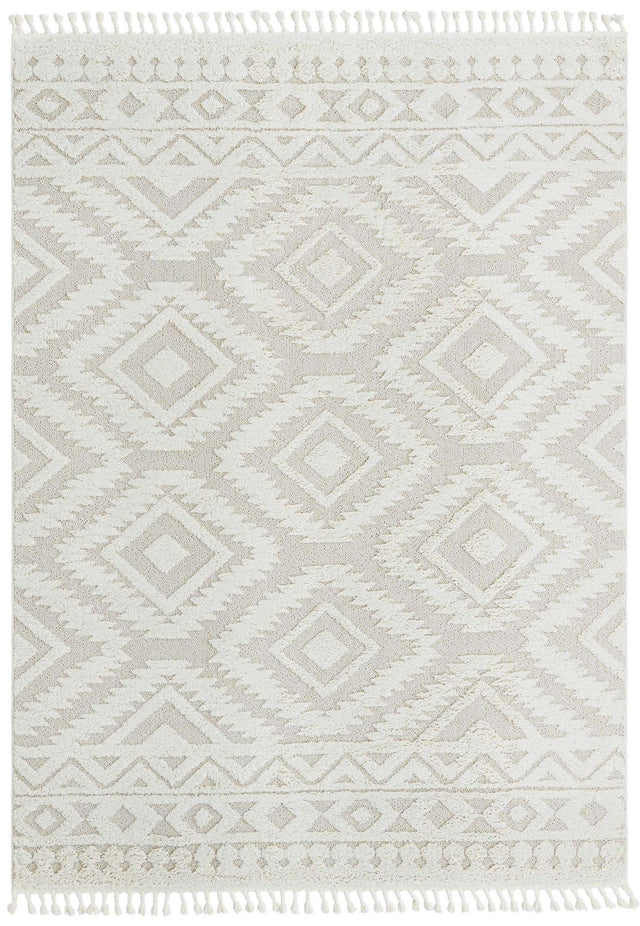 Ivory 7' 10 x 10' Boho Rectangle Area Rug 100% Polyester With Cotton Backing Geometric Modern Boho Bohemian Decor Carpet for Living Rooms Office Dining Kitchen Unique Interior Design for Sale at Rug Engine