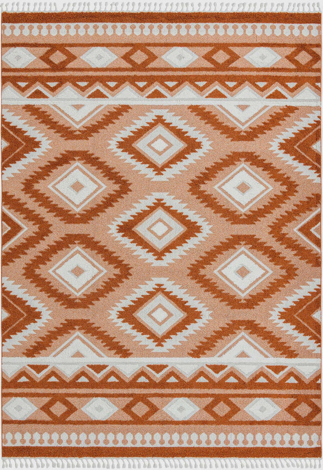 Rust Red 9' 6 x 14' 3 Boho Rectangle Area Rug 100% Polyester With Cotton Backing Geometric Modern Boho Bohemian Decor Carpet for Living Rooms Office Dining Kitchen Unique Interior Design for Sale at Rug Engine