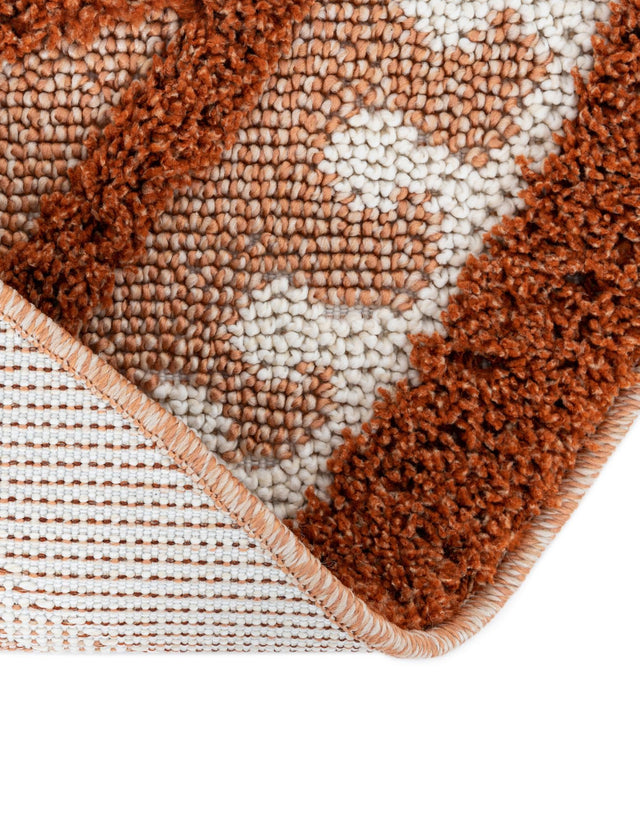 Rust Red 5' 3 x 5' 3 Boho Round Area Rug 100% Polyester With Cotton Backing Geometric Modern Boho Bohemian Decor Carpet for Living Rooms Office Dining Kitchen Unique Interior Design for Sale at Rug Engine