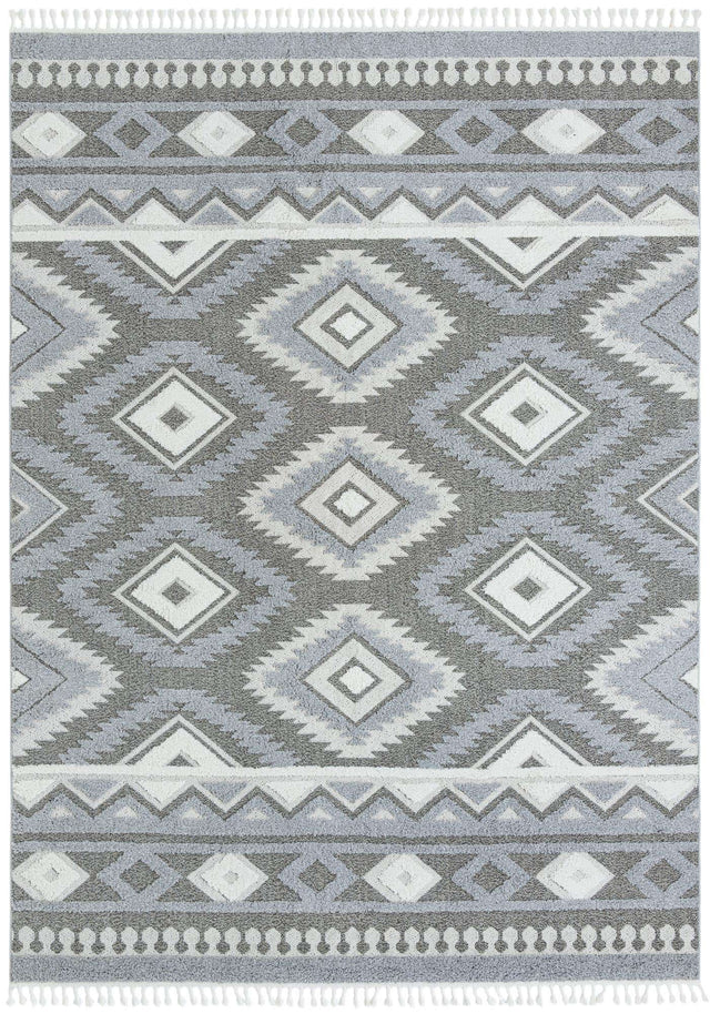 Gray 9' 6 x 14' 3 Boho Rectangle Area Rug 100% Polyester With Cotton Backing Geometric Modern Boho Bohemian Decor Carpet for Living Rooms Office Dining Kitchen Unique Interior Design for Sale at Rug Engine