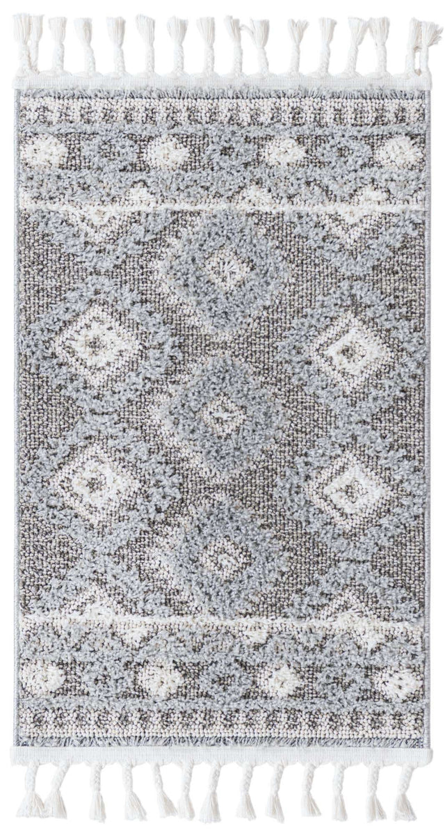 Gray 2' x 3' 1 Boho Rectangle Area Rug 100% Polyester With Cotton Backing Geometric Modern Boho Bohemian Decor Carpet for Living Rooms Office Dining Kitchen Unique Interior Design for Sale at Rug Engine