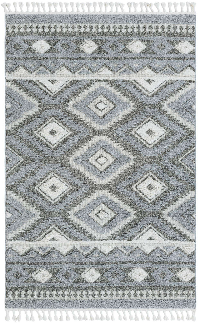 Gray 5' 3 x 8' Boho Rectangle Area Rug 100% Polyester With Cotton Backing Geometric Modern Boho Bohemian Decor Carpet for Living Rooms Office Dining Kitchen Unique Interior Design for Sale at Rug Engine