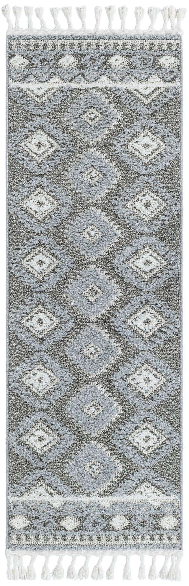 Gray 2' x 6' 1 Boho Runner Area Rug 100% Polyester With Cotton Backing Geometric Modern Boho Bohemian Decor Carpet for Living Rooms Office Dining Kitchen Unique Interior Design for Sale at Rug Engine