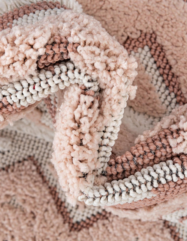 Pink 9' x 12' Boho Rectangle Area Rug 100% Polyester With Cotton Backing Geometric Modern Boho Bohemian Decor Carpet for Living Rooms Office Dining Kitchen Unique Interior Design for Sale at Rug Engine