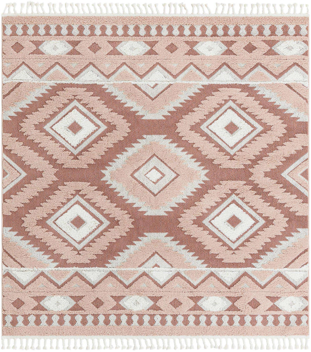 Pink 7' 10 x 7' 10 Boho Square Area Rug 100% Polyester With Cotton Backing Geometric Modern Boho Bohemian Decor Carpet for Living Rooms Office Dining Kitchen Unique Interior Design for Sale at Rug Engine