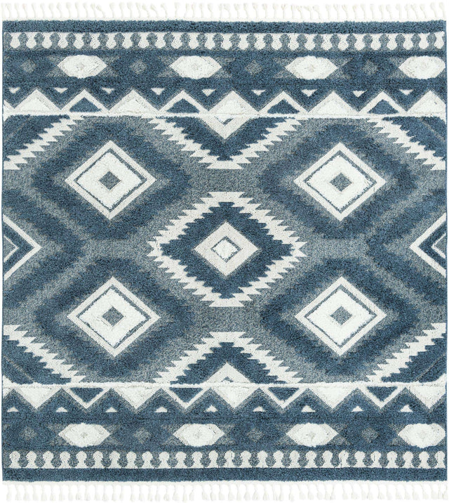 Blue 7' 10 x 7' 10 Boho Square Area Rug 100% Polyester With Cotton Backing Geometric Modern Boho Bohemian Decor Carpet for Living Rooms Office Dining Kitchen Unique Interior Design for Sale at Rug Engine
