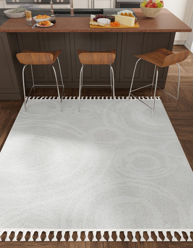 Ivory 7' 10 x 7' 10 Boho Square Area Rug 100% Polyester With Cotton Backing Geometric Modern Boho Bohemian Decor Carpet for Living Rooms Office Dining Kitchen Unique Interior Design for Sale at Rug Engine