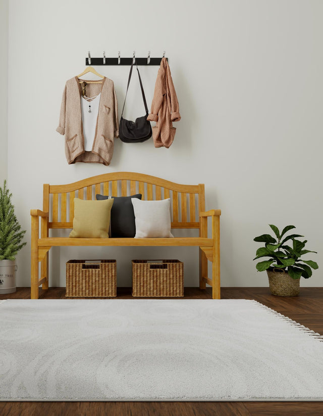 Ivory 7' 10 x 7' 10 Boho Square Area Rug 100% Polyester With Cotton Backing Geometric Modern Boho Bohemian Decor Carpet for Living Rooms Office Dining Kitchen Unique Interior Design for Sale at Rug Engine
