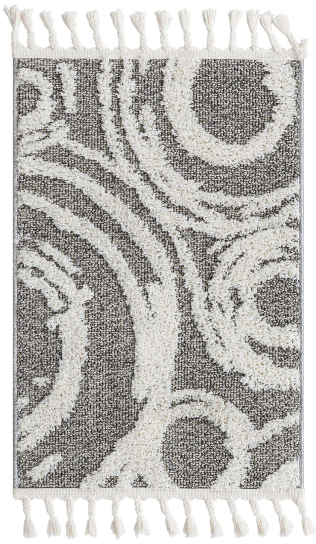 Gray 2' x 3' 1 Boho Rectangle Area Rug 100% Polyester With Cotton Backing Geometric Modern Boho Bohemian Decor Carpet for Living Rooms Office Dining Kitchen Unique Interior Design for Sale at Rug Engine