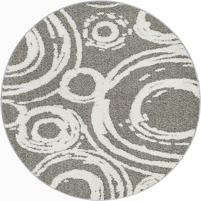 Gray 5' 3 x 5' 3 Boho Round Area Rug 100% Polyester With Cotton Backing Geometric Modern Boho Bohemian Decor Carpet for Living Rooms Office Dining Kitchen Unique Interior Design for Sale at Rug Engine