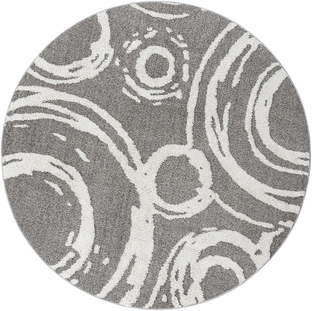 Gray 7' 10 x 7' 10 Boho Round Area Rug 100% Polyester With Cotton Backing Geometric Modern Boho Bohemian Decor Carpet for Living Rooms Office Dining Kitchen Unique Interior Design for Sale at Rug Engine