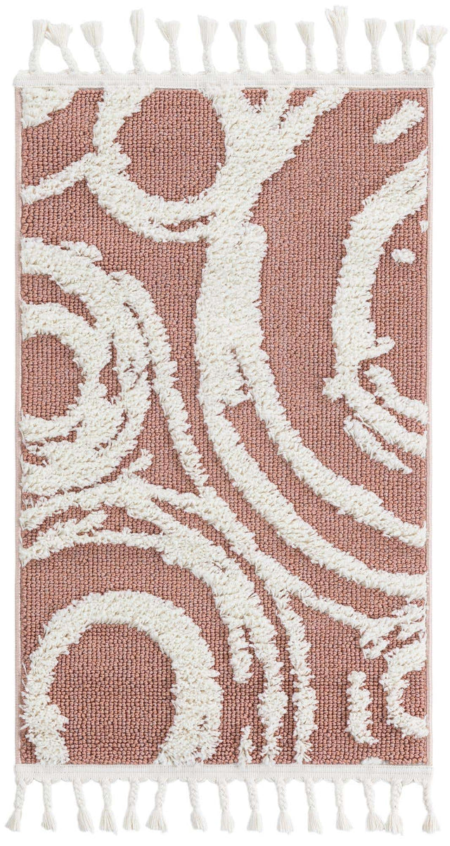 Pink 2' x 3' 1 Boho Rectangle Area Rug 100% Polyester With Cotton Backing Geometric Modern Boho Bohemian Decor Carpet for Living Rooms Office Dining Kitchen Unique Interior Design for Sale at Rug Engine