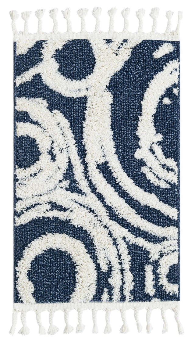 Blue 2' x 3' 1 Boho Rectangle Area Rug 100% Polyester With Cotton Backing Geometric Modern Boho Bohemian Decor Carpet for Living Rooms Office Dining Kitchen Unique Interior Design for Sale at Rug Engine