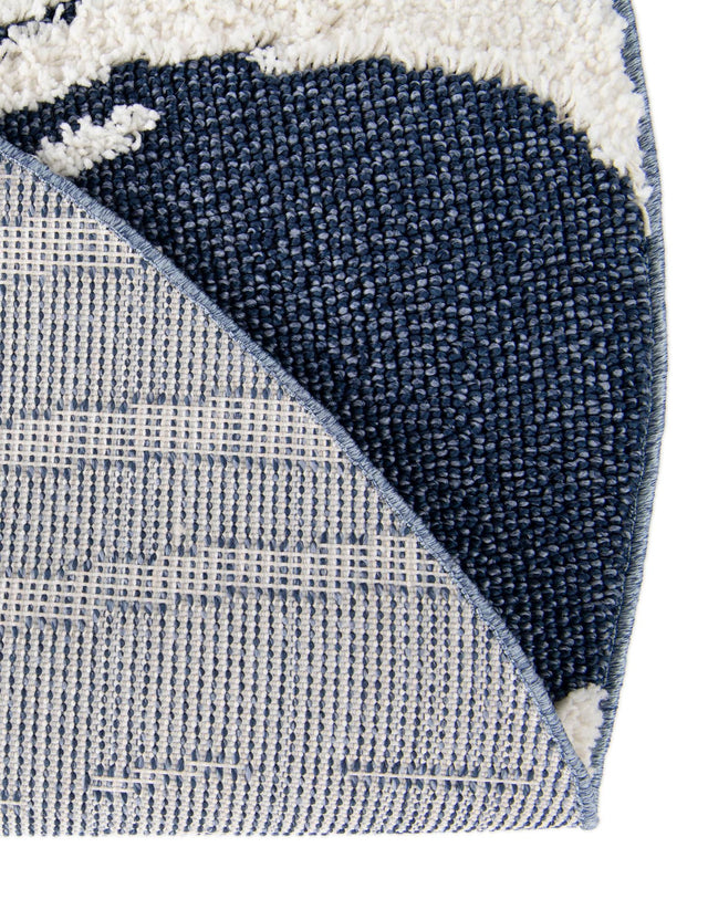 Blue 7' 10 x 7' 10 Boho Round Area Rug 100% Polyester With Cotton Backing Geometric Modern Boho Bohemian Decor Carpet for Living Rooms Office Dining Kitchen Unique Interior Design for Sale at Rug Engine