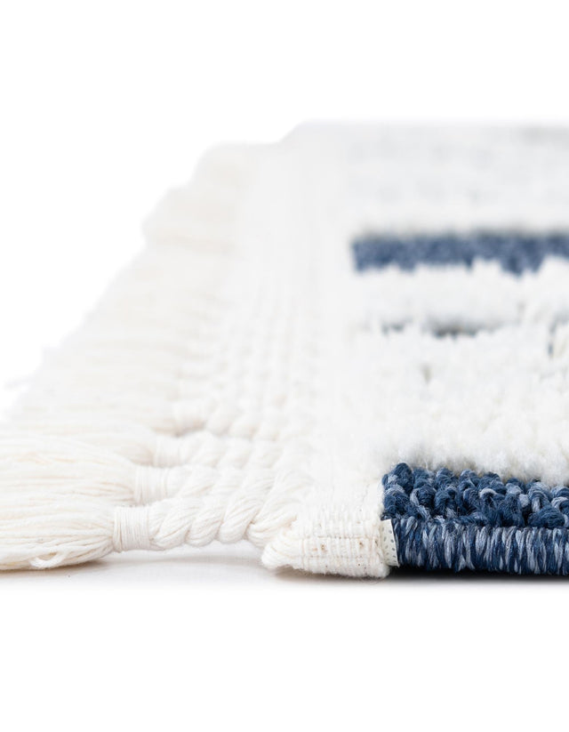 Blue 2' x 6' 1 Boho Runner Area Rug 100% Polyester With Cotton Backing Geometric Modern Boho Bohemian Decor Carpet for Living Rooms Office Dining Kitchen Unique Interior Design for Sale at Rug Engine