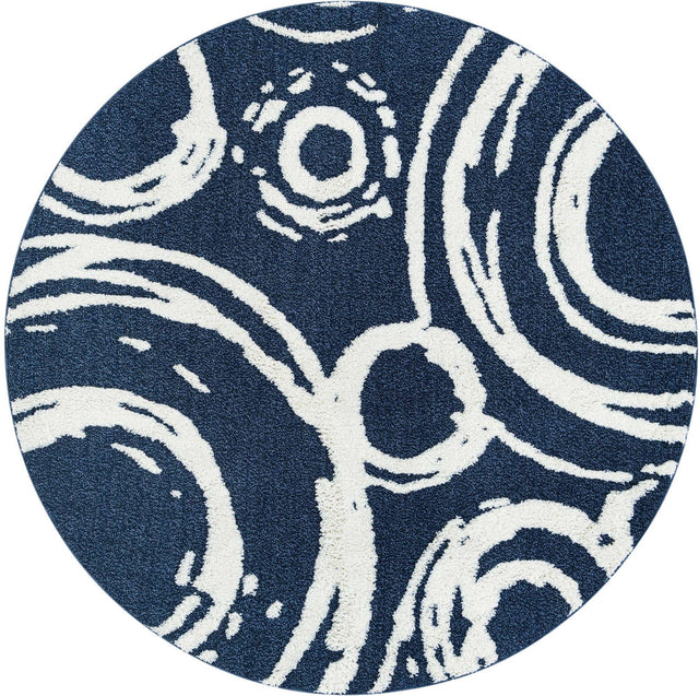 Blue 7' 10 x 7' 10 Boho Round Area Rug 100% Polyester With Cotton Backing Geometric Modern Boho Bohemian Decor Carpet for Living Rooms Office Dining Kitchen Unique Interior Design for Sale at Rug Engine