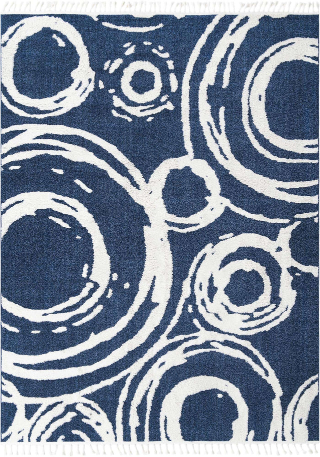 Blue 9' x 12' Boho Rectangle Area Rug 100% Polyester With Cotton Backing Geometric Modern Boho Bohemian Decor Carpet for Living Rooms Office Dining Kitchen Unique Interior Design for Sale at Rug Engine