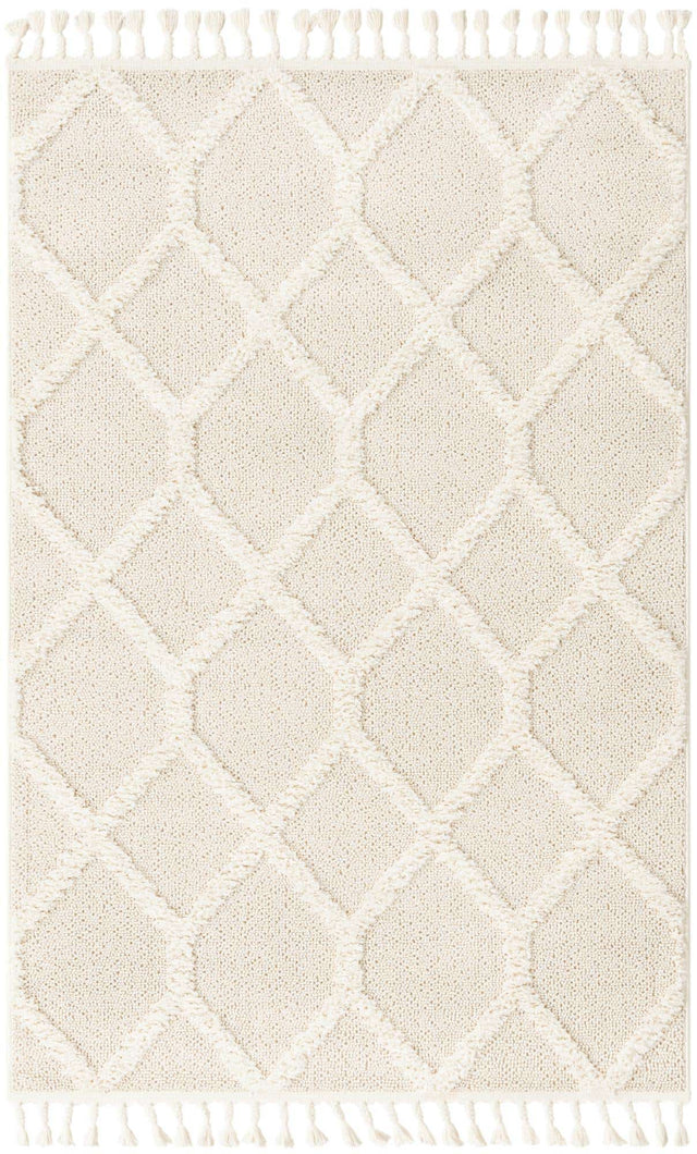 Ivory 2' x 3' 1 Boho Rectangle Area Rug 100% Polyester With Cotton Backing Geometric Modern Boho Bohemian Decor Carpet for Living Rooms Office Dining Kitchen Unique Interior Design for Sale at Rug Engine