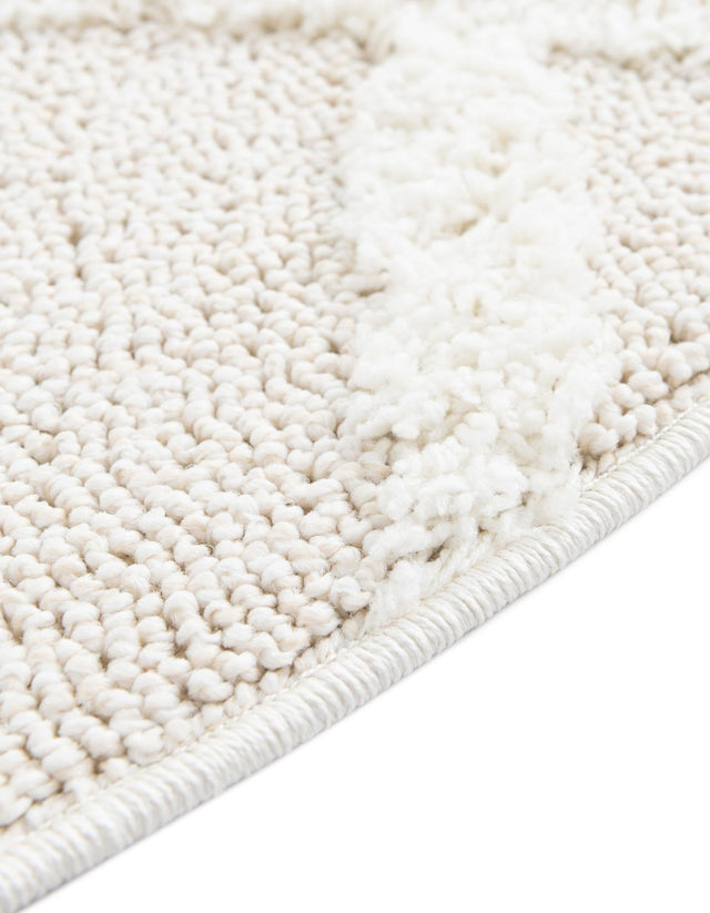 Ivory 5' 3 x 5' 3 Boho Round Area Rug 100% Polyester With Cotton Backing Geometric Modern Boho Bohemian Decor Carpet for Living Rooms Office Dining Kitchen Unique Interior Design for Sale at Rug Engine