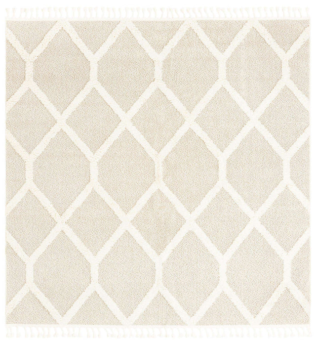 Ivory 7' 10 x 7' 10 Boho Square Area Rug 100% Polyester With Cotton Backing Geometric Modern Boho Bohemian Decor Carpet for Living Rooms Office Dining Kitchen Unique Interior Design for Sale at Rug Engine