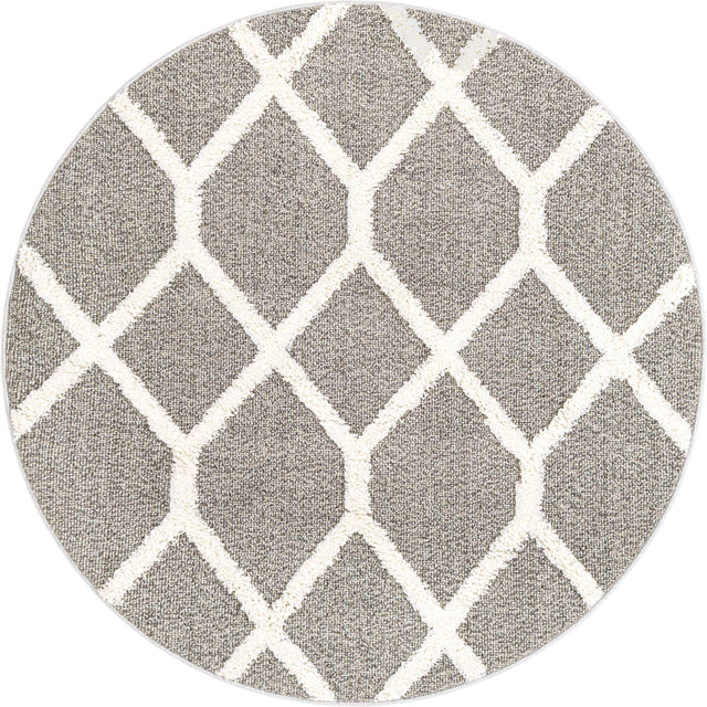 Gray 5' 3 x 5' 3 Boho Round Area Rug 100% Polyester With Cotton Backing Geometric Modern Boho Bohemian Decor Carpet for Living Rooms Office Dining Kitchen Unique Interior Design for Sale at Rug Engine