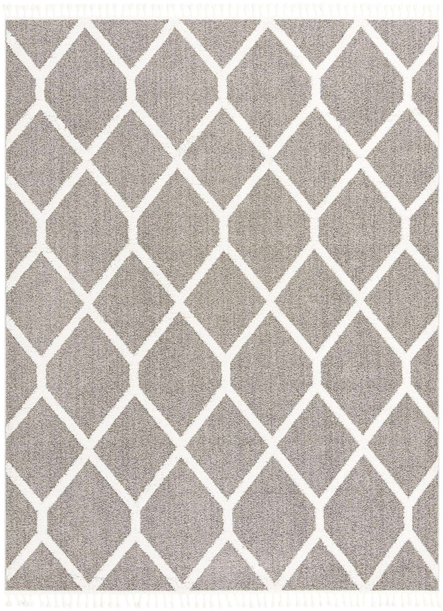 Gray 9' x 12' Boho Rectangle Area Rug 100% Polyester With Cotton Backing Geometric Modern Boho Bohemian Decor Carpet for Living Rooms Office Dining Kitchen Unique Interior Design for Sale at Rug Engine