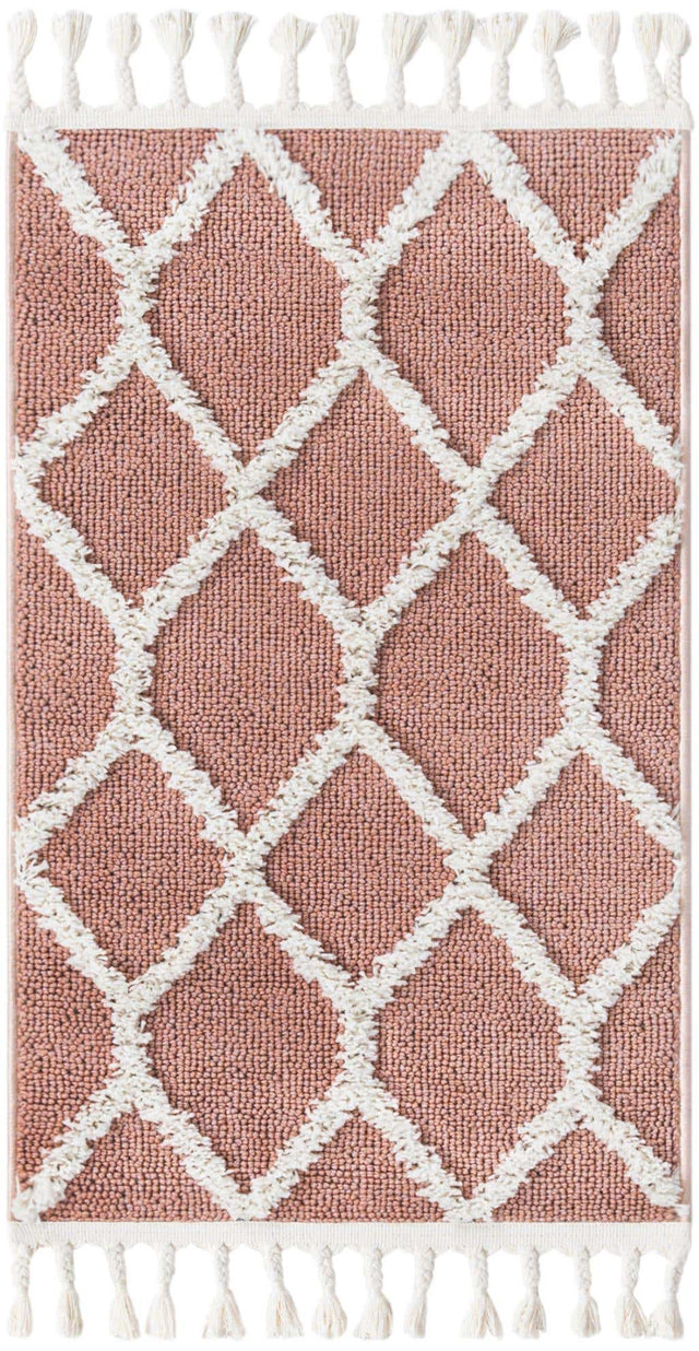 Pink 2' x 3' 1 Boho Rectangle Area Rug 100% Polyester With Cotton Backing Geometric Modern Boho Bohemian Decor Carpet for Living Rooms Office Dining Kitchen Unique Interior Design for Sale at Rug Engine