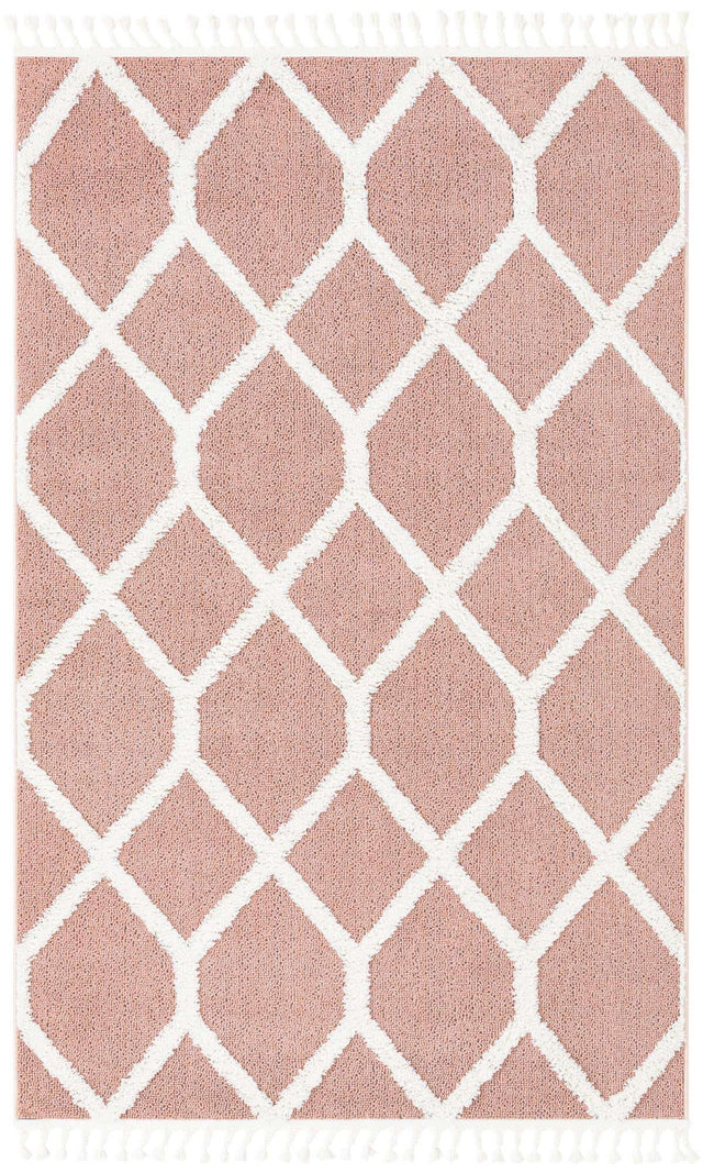 Pink 5' 3 x 8' Boho Rectangle Area Rug 100% Polyester With Cotton Backing Geometric Modern Boho Bohemian Decor Carpet for Living Rooms Office Dining Kitchen Unique Interior Design for Sale at Rug Engine