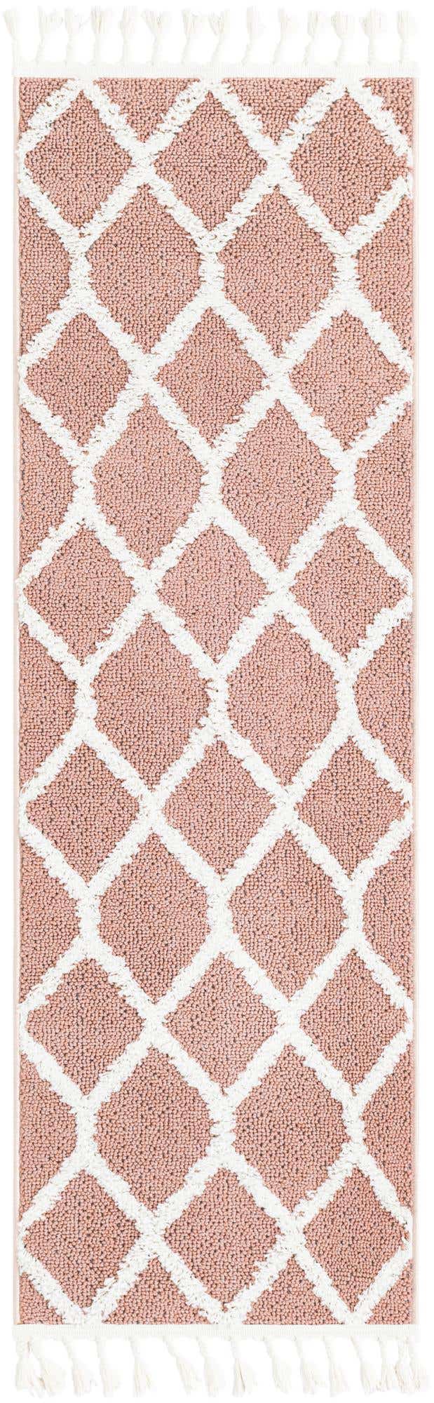 Pink 2' x 6' 1 Boho Runner Area Rug 100% Polyester With Cotton Backing Geometric Modern Boho Bohemian Decor Carpet for Living Rooms Office Dining Kitchen Unique Interior Design for Sale at Rug Engine