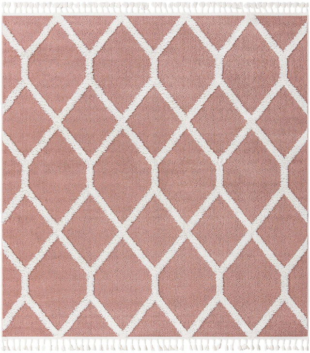 Pink 7' 10 x 7' 10 Boho Square Area Rug 100% Polyester With Cotton Backing Geometric Modern Boho Bohemian Decor Carpet for Living Rooms Office Dining Kitchen Unique Interior Design for Sale at Rug Engine