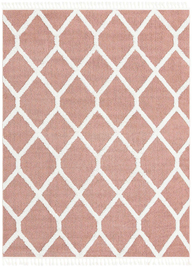 Pink 7' 10 x 10' Boho Rectangle Area Rug 100% Polyester With Cotton Backing Geometric Modern Boho Bohemian Decor Carpet for Living Rooms Office Dining Kitchen Unique Interior Design for Sale at Rug Engine