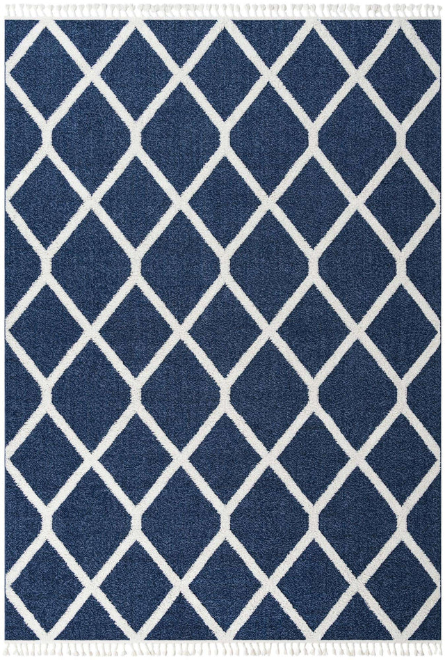 Blue 9' 6 x 14' 3 Boho Rectangle Area Rug 100% Polyester With Cotton Backing Geometric Modern Boho Bohemian Decor Carpet for Living Rooms Office Dining Kitchen Unique Interior Design for Sale at Rug Engine