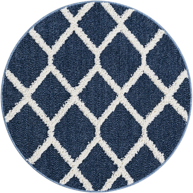 Blue 3' 3 x 3' 3 Boho Round Area Rug 100% Polyester With Cotton Backing Geometric Modern Boho Bohemian Decor Carpet for Living Rooms Office Dining Kitchen Unique Interior Design for Sale at Rug Engine