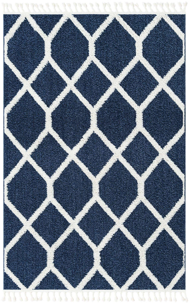 Blue 5' 3 x 8' Boho Rectangle Area Rug 100% Polyester With Cotton Backing Geometric Modern Boho Bohemian Decor Carpet for Living Rooms Office Dining Kitchen Unique Interior Design for Sale at Rug Engine