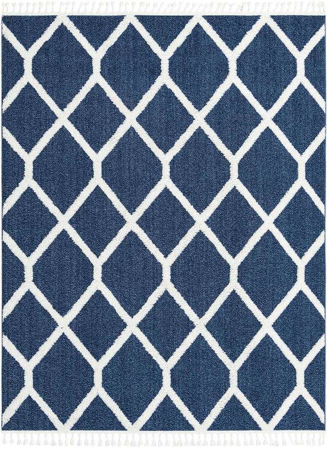 Blue 7' 10 x 10' Boho Rectangle Area Rug 100% Polyester With Cotton Backing Geometric Modern Boho Bohemian Decor Carpet for Living Rooms Office Dining Kitchen Unique Interior Design for Sale at Rug Engine