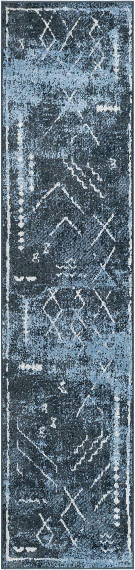 Washable Navy Blue 2' x 8' Kamala Washable Runner Area Rug Easy to Clean Stain Resistant & Durable 100% Polyester Spill-Friendly Carpet for Sale at Rug Engine