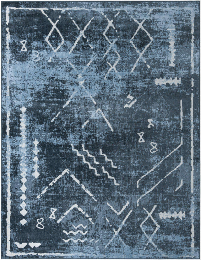 Washable Navy Blue 7' 10 x 10' Kamala Washable Rectangle Area Rug Easy to Clean Stain Resistant & Durable 100% Polyester Spill-Friendly Carpet for Sale at Rug Engine