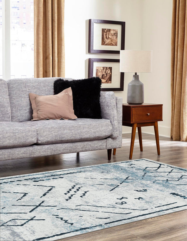 Washable Ivory Gray 6' 1 x 9' Kamala Washable Rectangle Area Rug Easy to Clean Stain Resistant & Durable 100% Polyester Spill-Friendly Carpet for Sale at Rug Engine