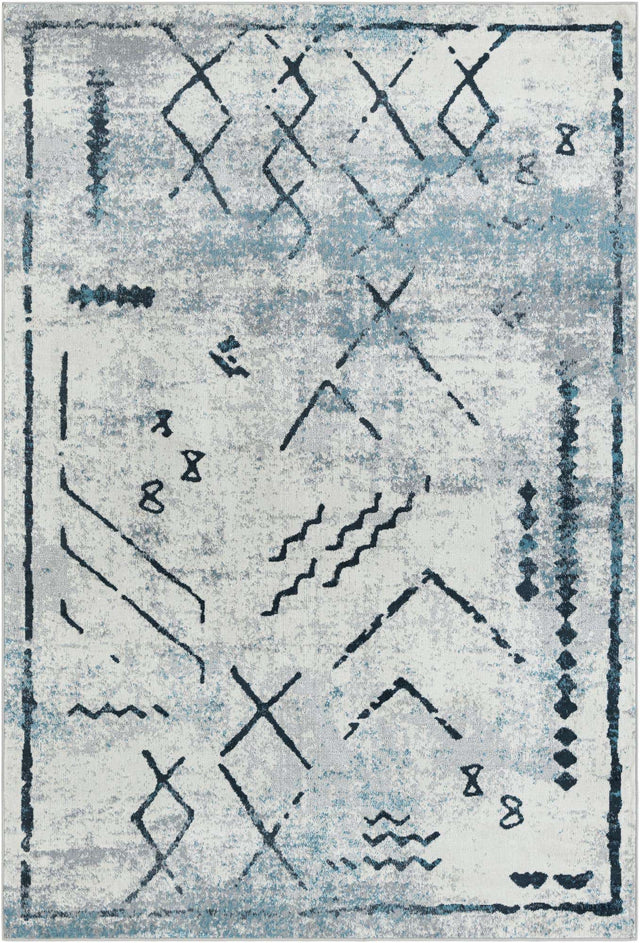 Washable Ivory Gray 6' 1 x 9' Kamala Washable Rectangle Area Rug Easy to Clean Stain Resistant & Durable 100% Polyester Spill-Friendly Carpet for Sale at Rug Engine