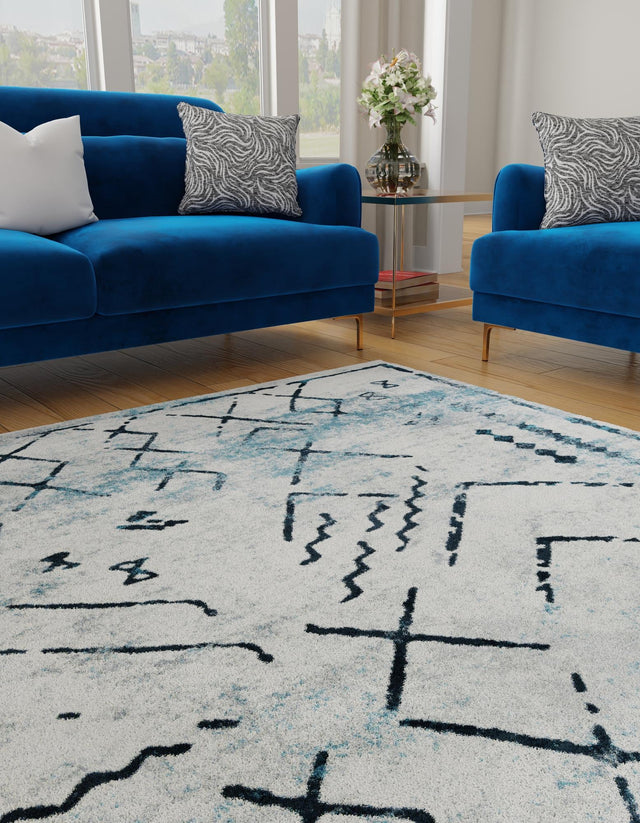 Washable Ivory Gray 5' 3 x 5' 3 Kamala Washable Square Area Rug Easy to Clean Stain Resistant & Durable 100% Polyester Spill-Friendly Carpet for Sale at Rug Engine
