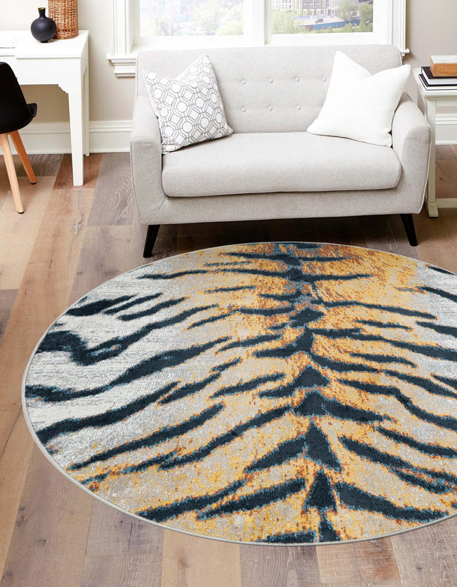 Washable Light Brown 7' 10 x 7' 10 Kamala Washable Round Area Rug Easy to Clean Stain Resistant & Durable 100% Polyester Spill-Friendly Carpet for Sale at Rug Engine