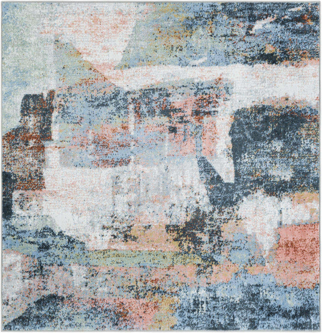 Washable Multicolor 5' 3 x 5' 3 Kamala Washable Square Area Rug Easy to Clean Stain Resistant & Durable 100% Polyester Spill-Friendly Carpet for Sale at Rug Engine