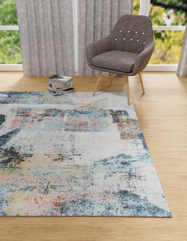 Washable Multicolor 7' 10 x 7' 10 Kamala Washable Square Area Rug Easy to Clean Stain Resistant & Durable 100% Polyester Spill-Friendly Carpet for Sale at Rug Engine
