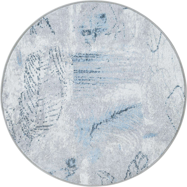 Washable Ivory Gray 3' 3 x 3' 3 Kamala Washable Round Area Rug Easy to Clean Stain Resistant & Durable 100% Polyester Spill-Friendly Carpet for Sale at Rug Engine