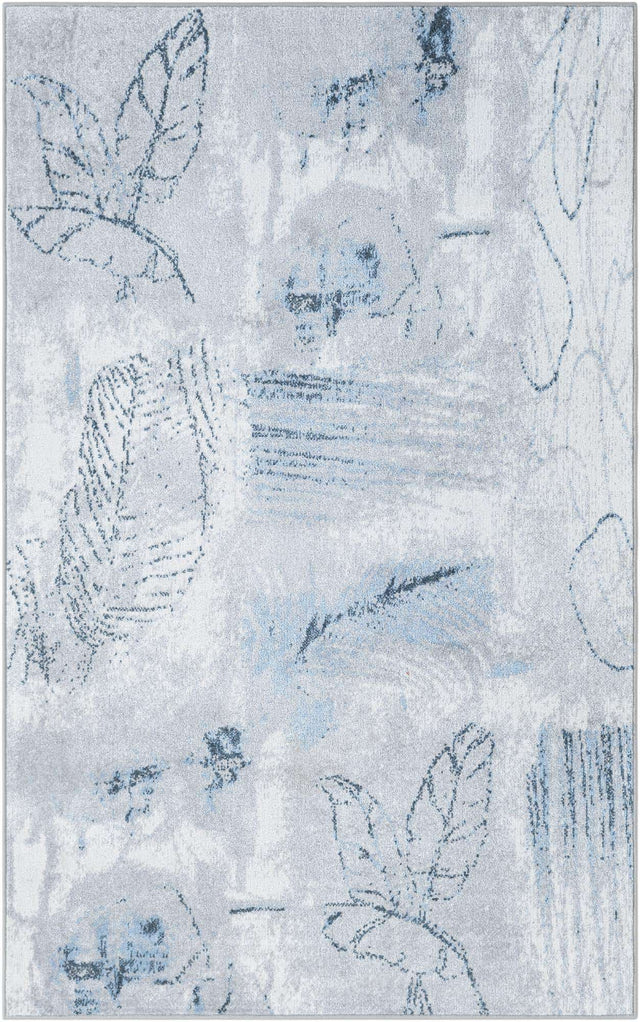 Washable Ivory Gray 4' 1 x 6' 1 Kamala Washable Rectangle Area Rug Easy to Clean Stain Resistant & Durable 100% Polyester Spill-Friendly Carpet for Sale at Rug Engine