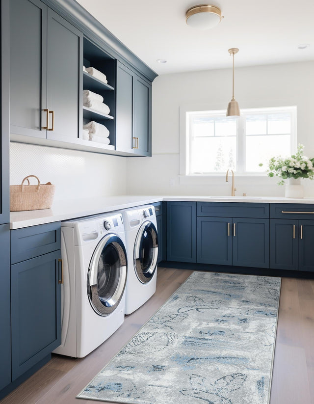 Washable Ivory Gray 2' x 4' 1 Kamala Washable Runner Area Rug Easy to Clean Stain Resistant & Durable 100% Polyester Spill-Friendly Carpet for Sale at Rug Engine