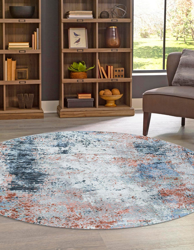 Washable Multicolor 7' 10 x 7' 10 Kamala Washable Round Area Rug Easy to Clean Stain Resistant & Durable 100% Polyester Spill-Friendly Carpet for Sale at Rug Engine