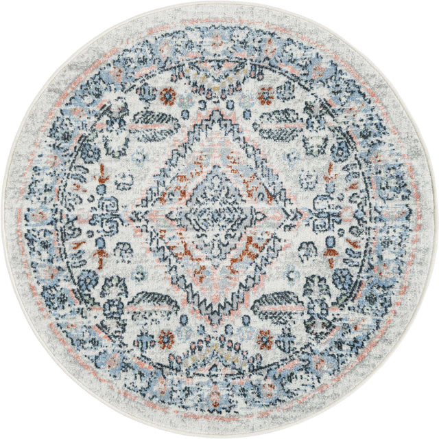 Washable Ivory 3' 3 x 3' 3 Kamala Washable Round Area Rug Easy to Clean Stain Resistant & Durable 100% Polyester Spill-Friendly Carpet for Sale at Rug Engine