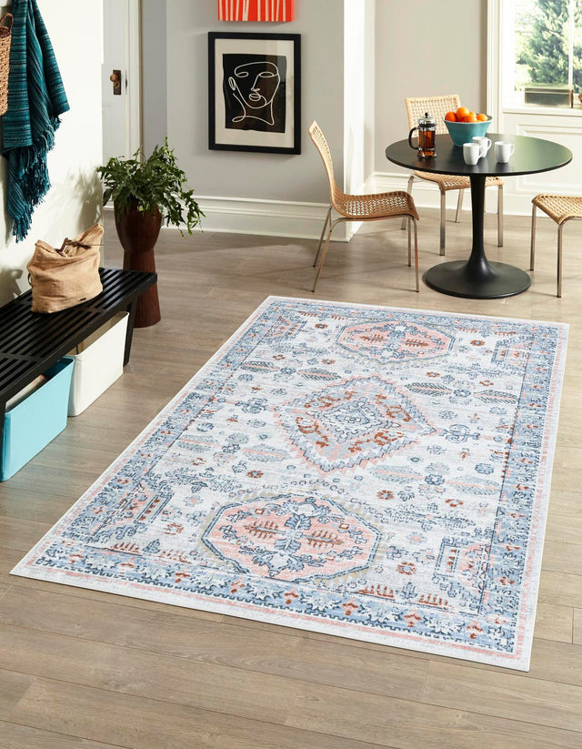 Washable Ivory 9' x 12' Kamala Washable Rectangle Area Rug Easy to Clean Stain Resistant & Durable 100% Polyester Spill-Friendly Carpet for Sale at Rug Engine
